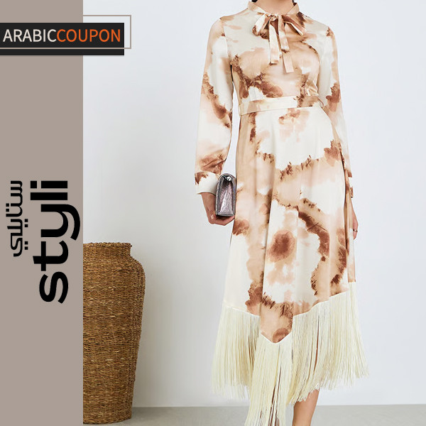 Styli maxi dress with fringed hem