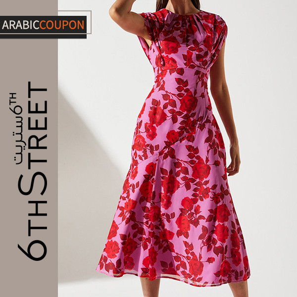 Coast Floral Chiffon Midi Dress