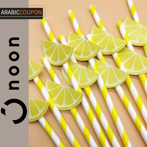 Lemon-themed paper Straws
