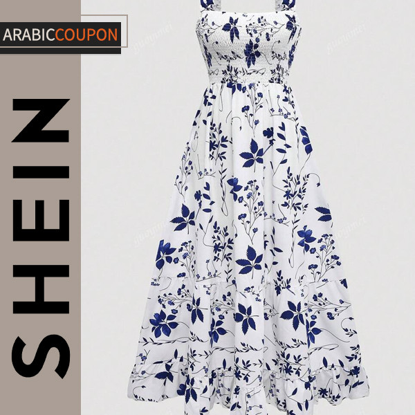 Shein dress with indigo floral prints