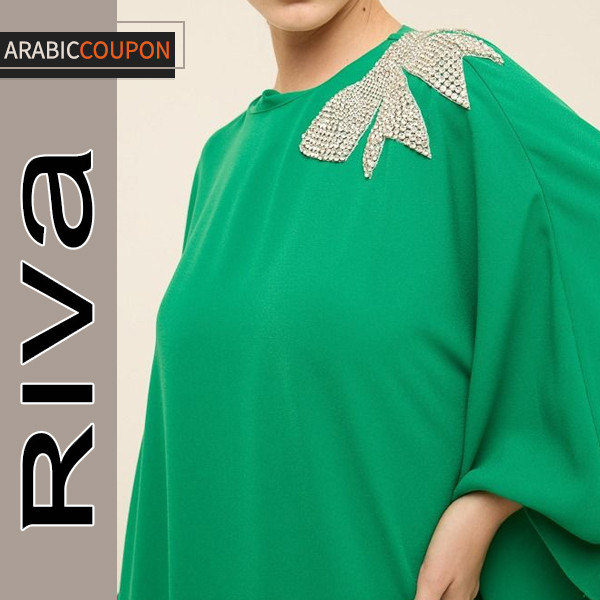 Riva green kaftan with crystals