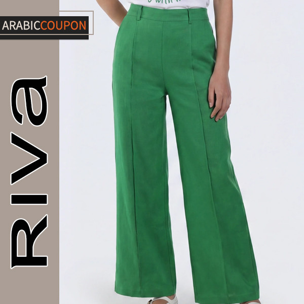 Riva green linen wide-leg trousers