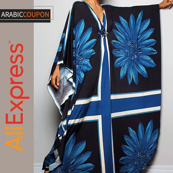 A caftan with large floral prints