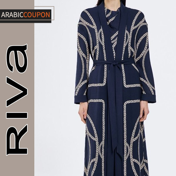 Dark Blue Chain Pattern Riva Abaya