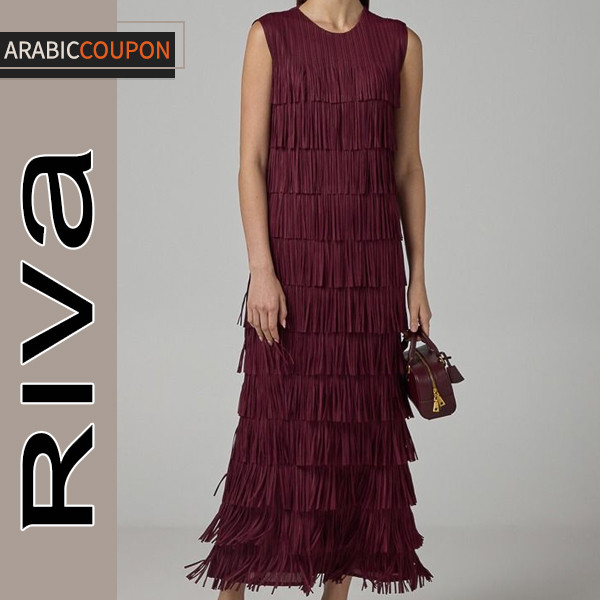 Riva Burgundy dress decorated with Tassels