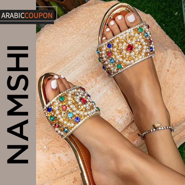 Take Two slippers with colorful rhinestones