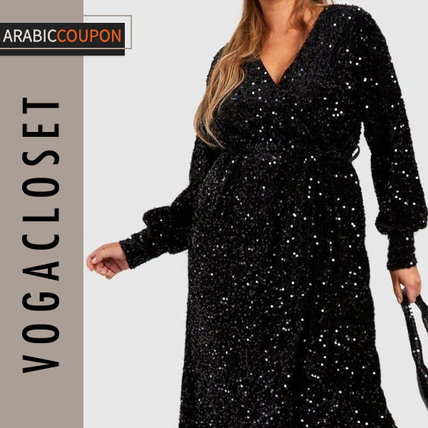 Boohoo wrap dress with sequins