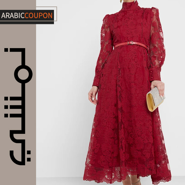 فستان خزانة الأحمر الطويل