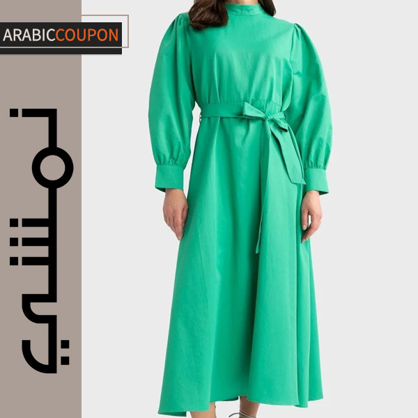 93% خصم نمشي على فستان ديفاكتو اخضر ميدي