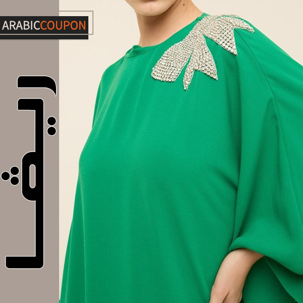 قفطان ريفا اخضر مزين بالكريستال قفطان ريفا اخضر مزين بالكريستال