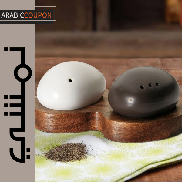 طقم للملح والفلفل بتصميم حجري