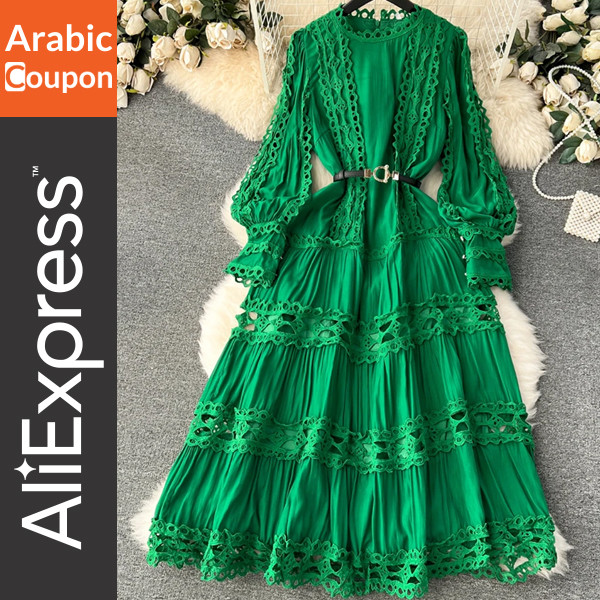 Green Lace Dress for Saudi National Day