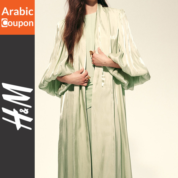 H&M light green satin kaftan - Elegant Caftan