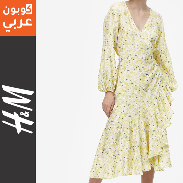 فستان h&m ملفوف ومطبوع