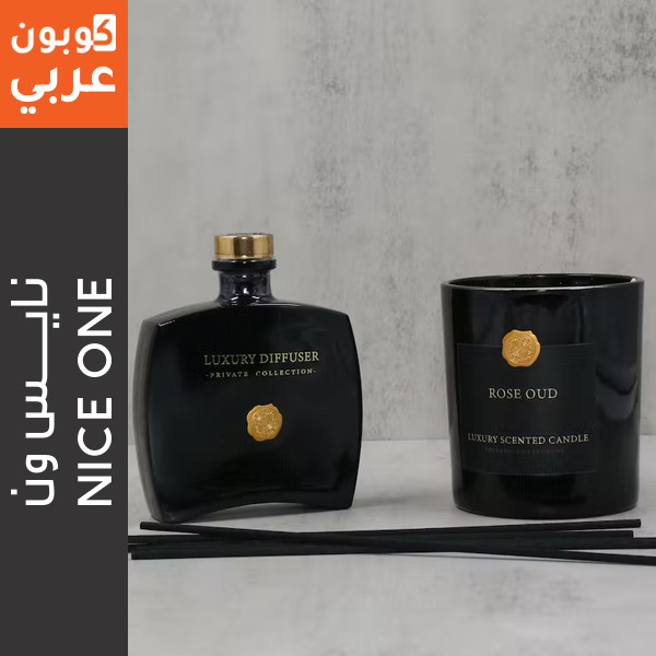 لاكشري شمعة معطرة برائحة الورد والعود مع أعواد معطرة