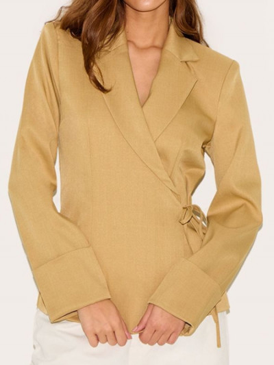 70% VogaCloset Sale on PrettyLittleThing Beige Side-Tie Blazer, plus VogaCloset coupon