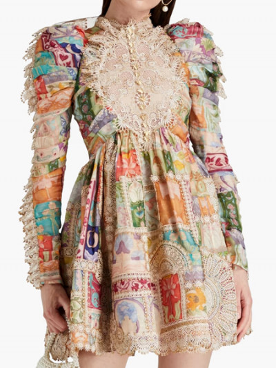 85% Black Friday offers & The Outnet coupon on Zimmermann Linen and Silk Floral Dress with Lace Trim