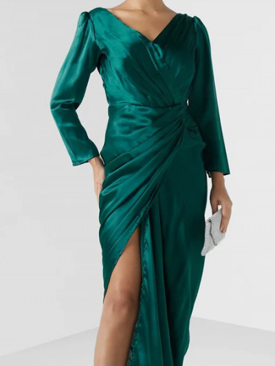 Amazing deal 95% off on Ella Limited Edition Green Luxury Satin Dress with Namshi coupons