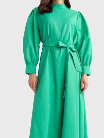 Best price on DeFacto green dress with belt and puff sleeves at 91% off using Namshi coupon