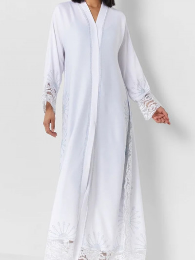 Buy white lace-embellished abaya online at 81% OFF with offers and Namshi promo code