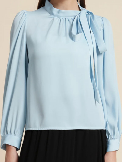 Buy Yola plain blue long sleeve blouse online with 69% OFF using Yola promo code