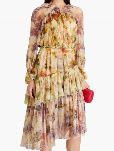 Get the best price on the Zimmermann Floral Print Silk Midi Dress with Ruffles at 60% off with The Outnet Coupon