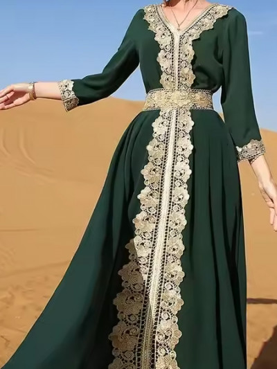 Ramadan AliExpress offers on Ramadan Abaya Embroidered in Gold at 42% in addition to AliExpress coupon