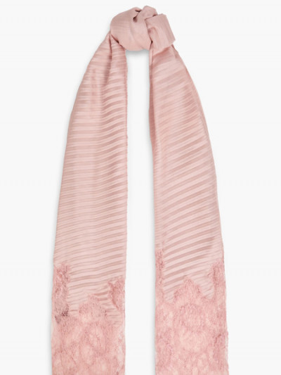 Small quantity of Valentino Garavani pink silk scarf with lace trim remains, by getting 70% OFF using Outnet promo code