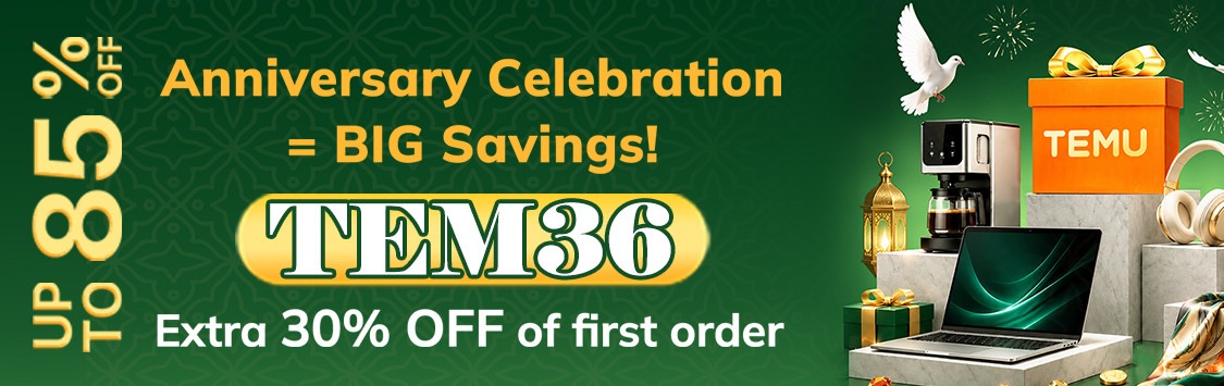 30% Temu Coupon "TEM36" with the latest Sale up to 85% on all products
