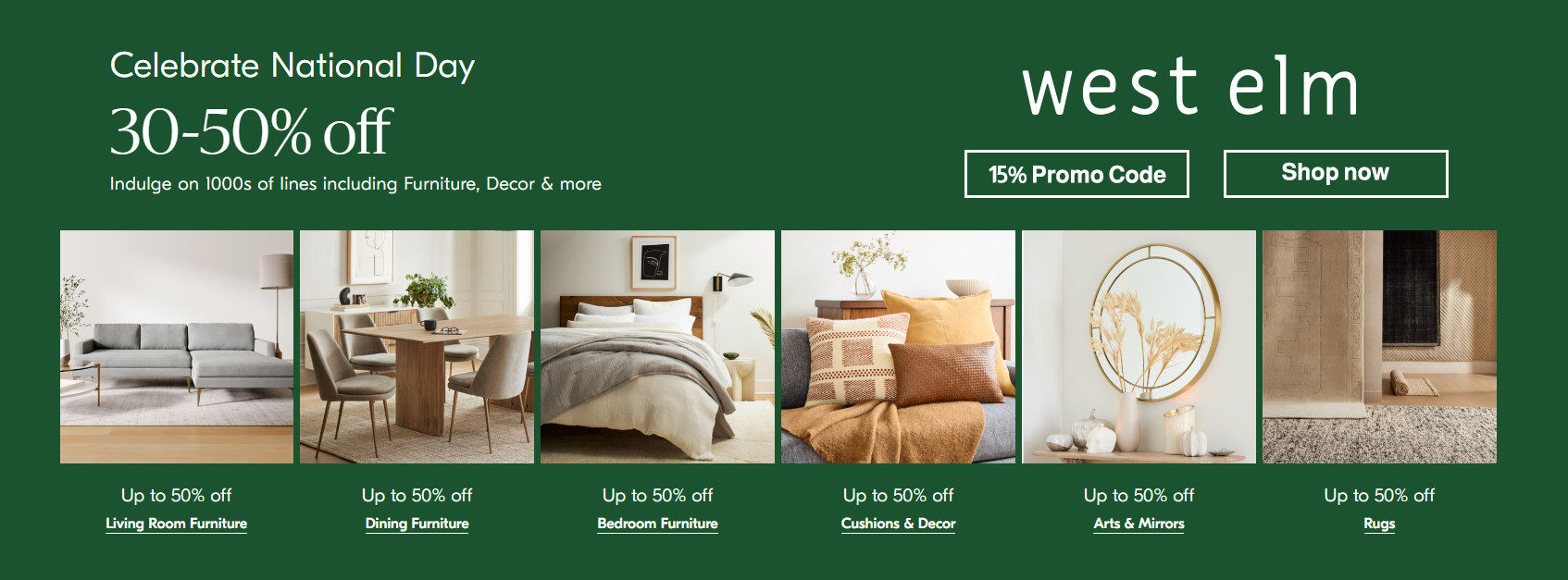 50% National Day Sale & West Elm promo code {country}